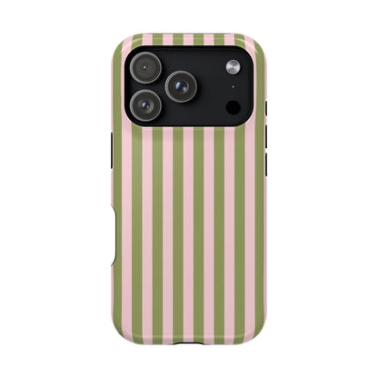 Pink Matcha Stripes iPhone Case