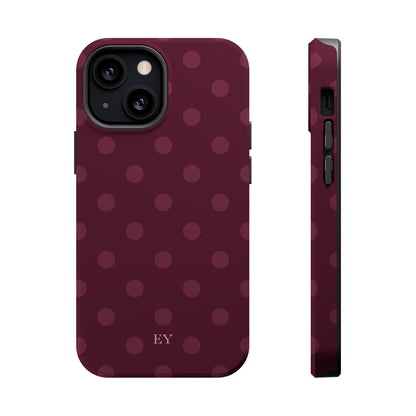 Custom Initials Plum Polka Dots iPhone Case