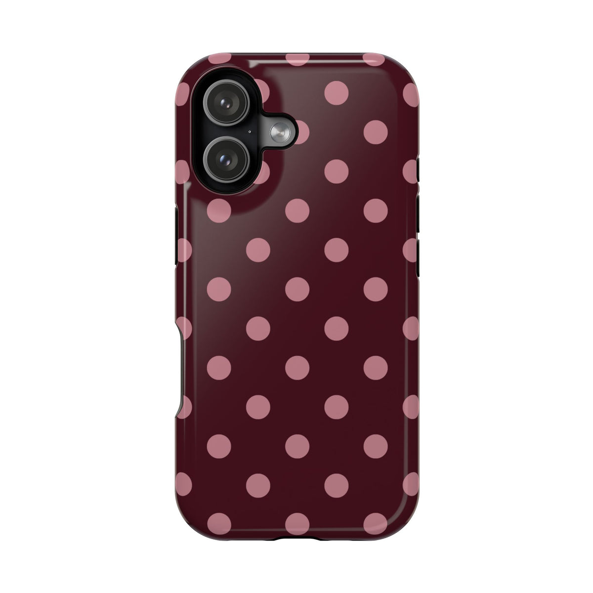 Burgundy & Pink Polka Dots iPhone Case