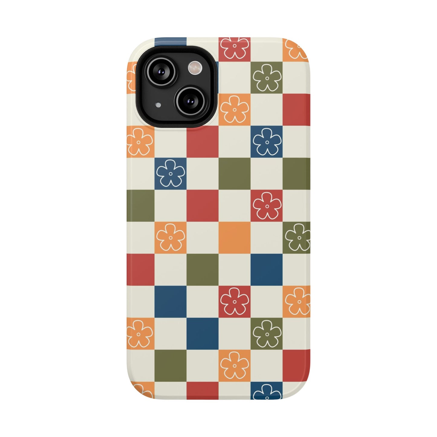 Vintage Flowers Checkered iPhone Case