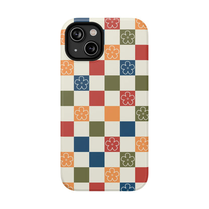 Vintage Flowers Checkered iPhone Case
