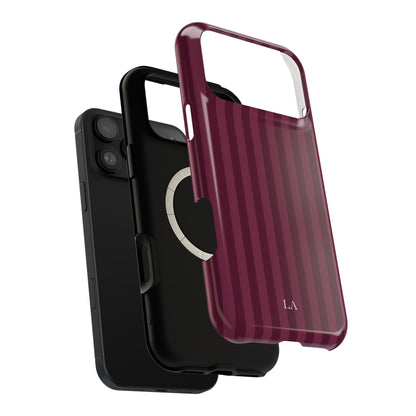 Custom Initials Plum Stripes iPhone Case