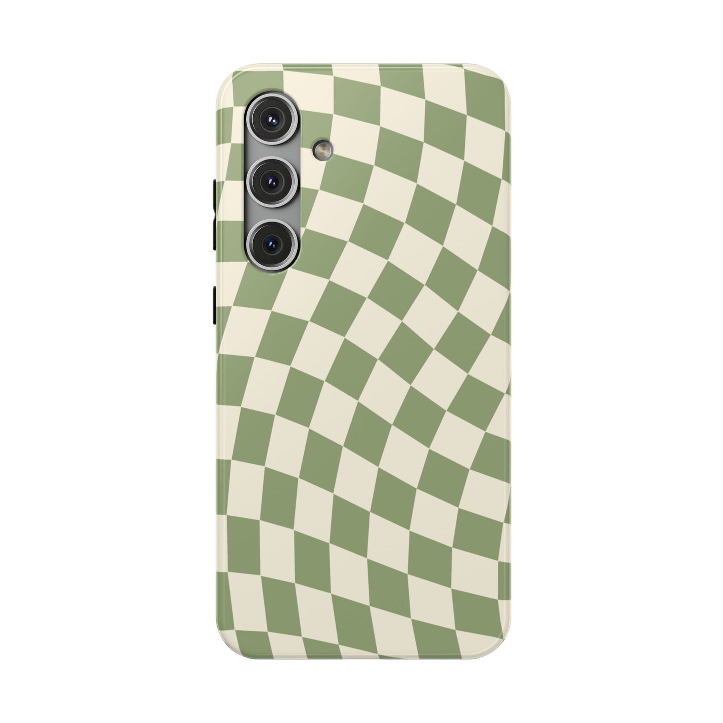 Green & Beige Wavy Checkered Samsung Case