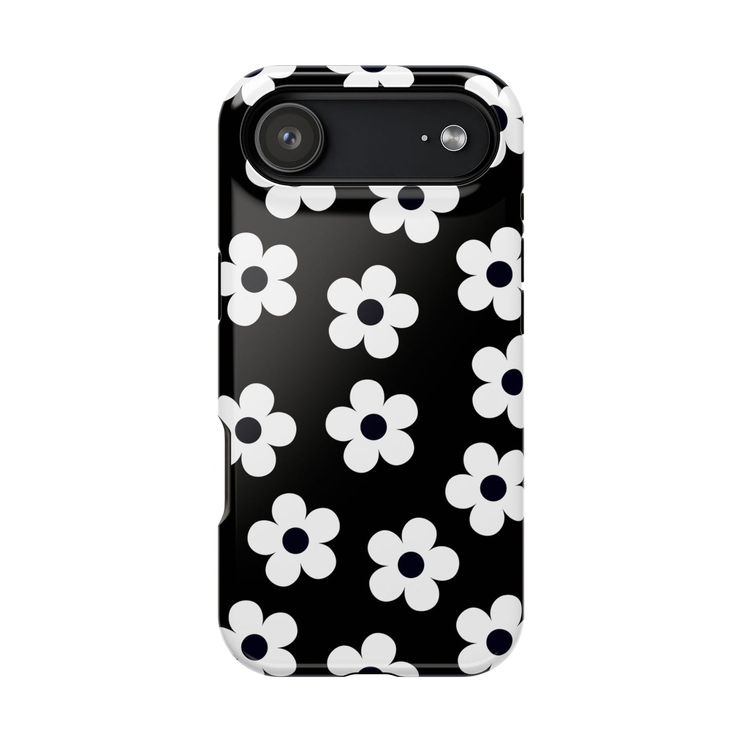 Black Retro Flowers iPhone Case