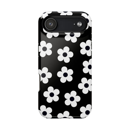 Black Retro Flowers iPhone Case