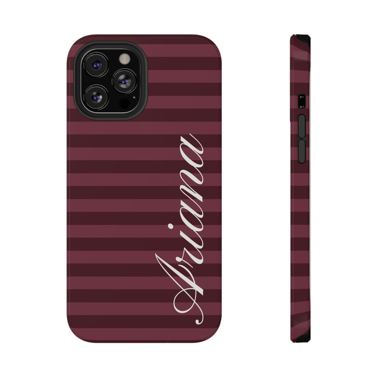 Custom Burgundy Classic Striped iPhone Case
