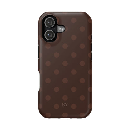 Custom Initials Mocha Polka Dots iPhone Case
