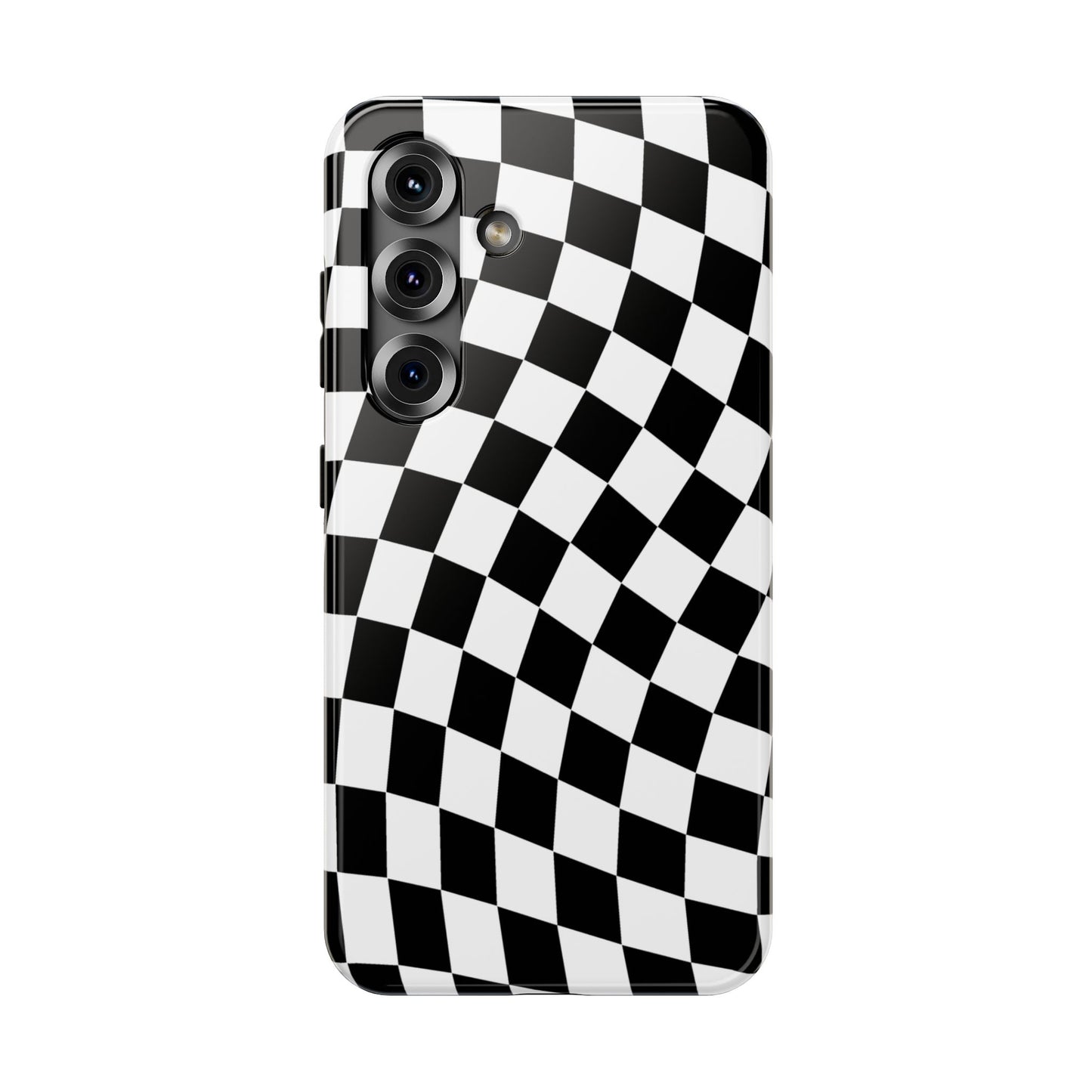 Black Wavy Checkered Samsung Case