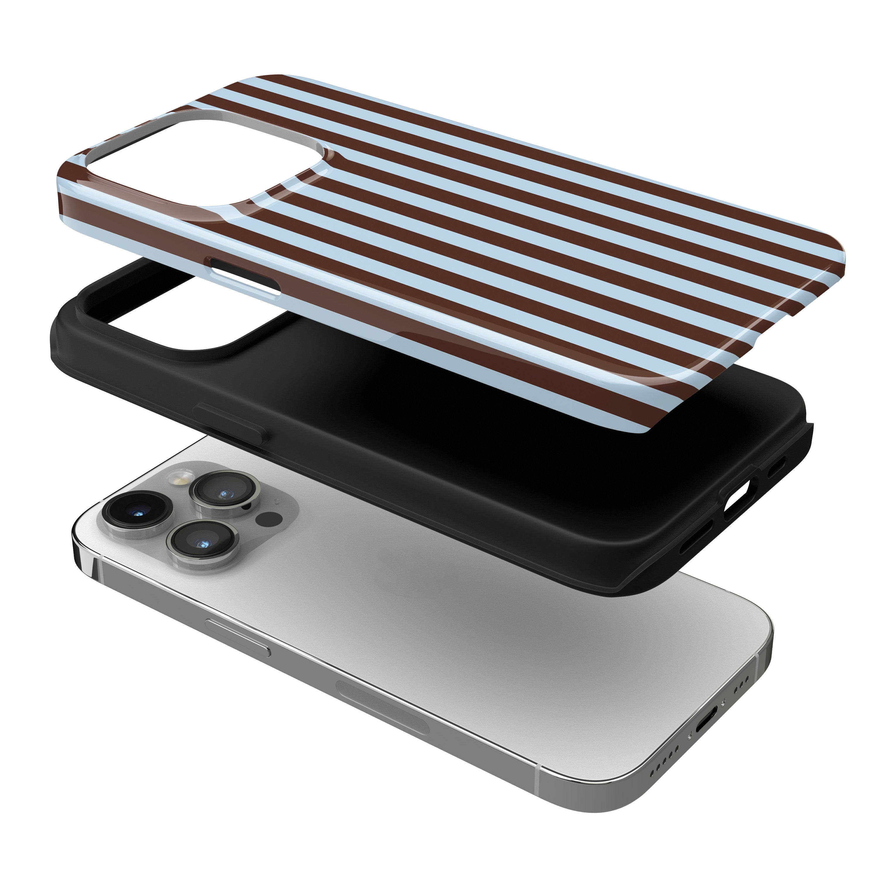 Blue Latte Stripes iPhone Case