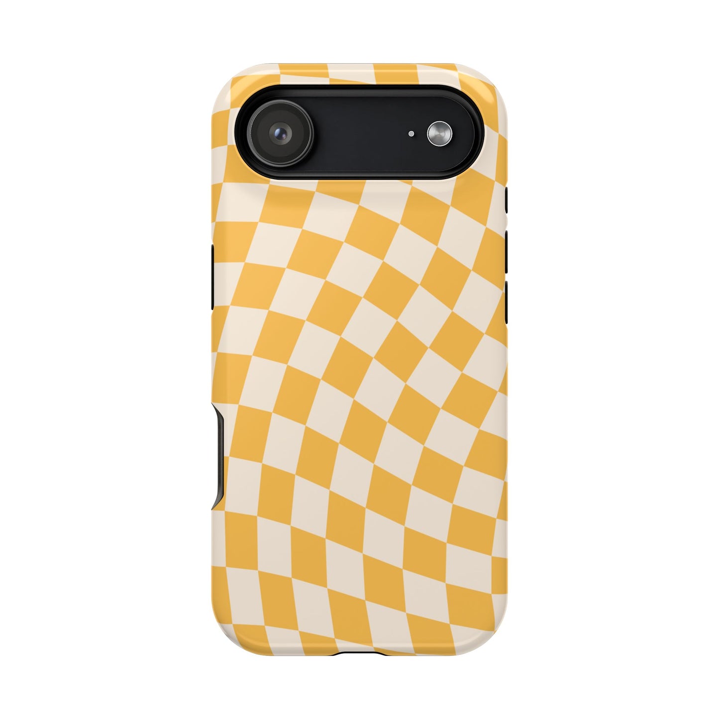 Yellow Wavy Checkered iPhone Case