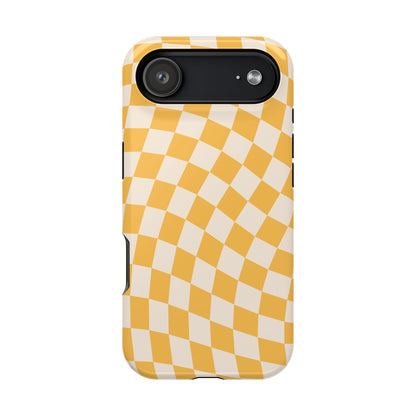 Yellow Wavy Checkered iPhone Case