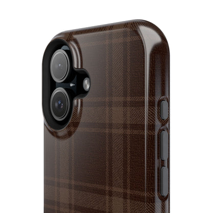 Custom Initials Cocoa Plaid iPhone Case
