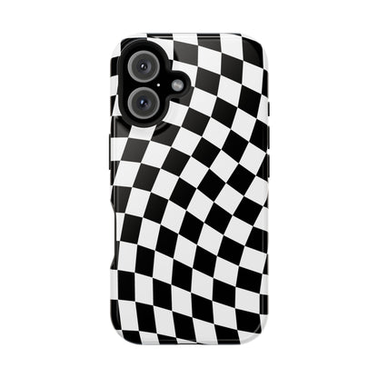 Black Wavy Checkered iPhone Case
