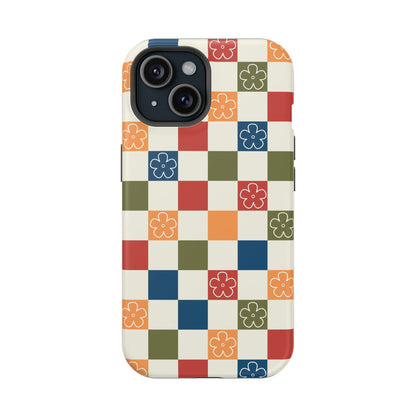Vintage Flowers Checkered iPhone Case