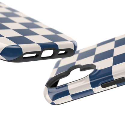 Navy & Beige Checkered iPhone Case