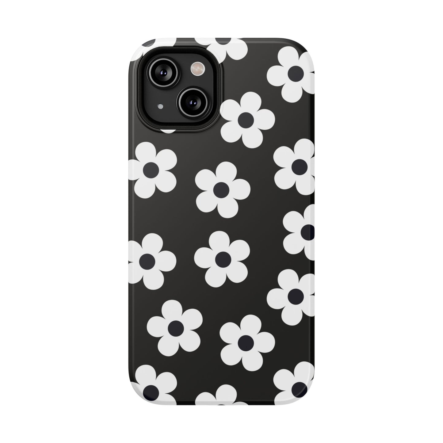 Black Retro Flowers iPhone Case