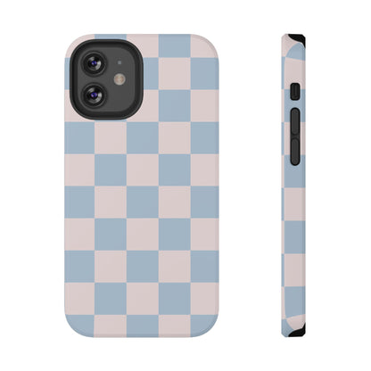 Light Pink & Blue Checkered iPhone Case