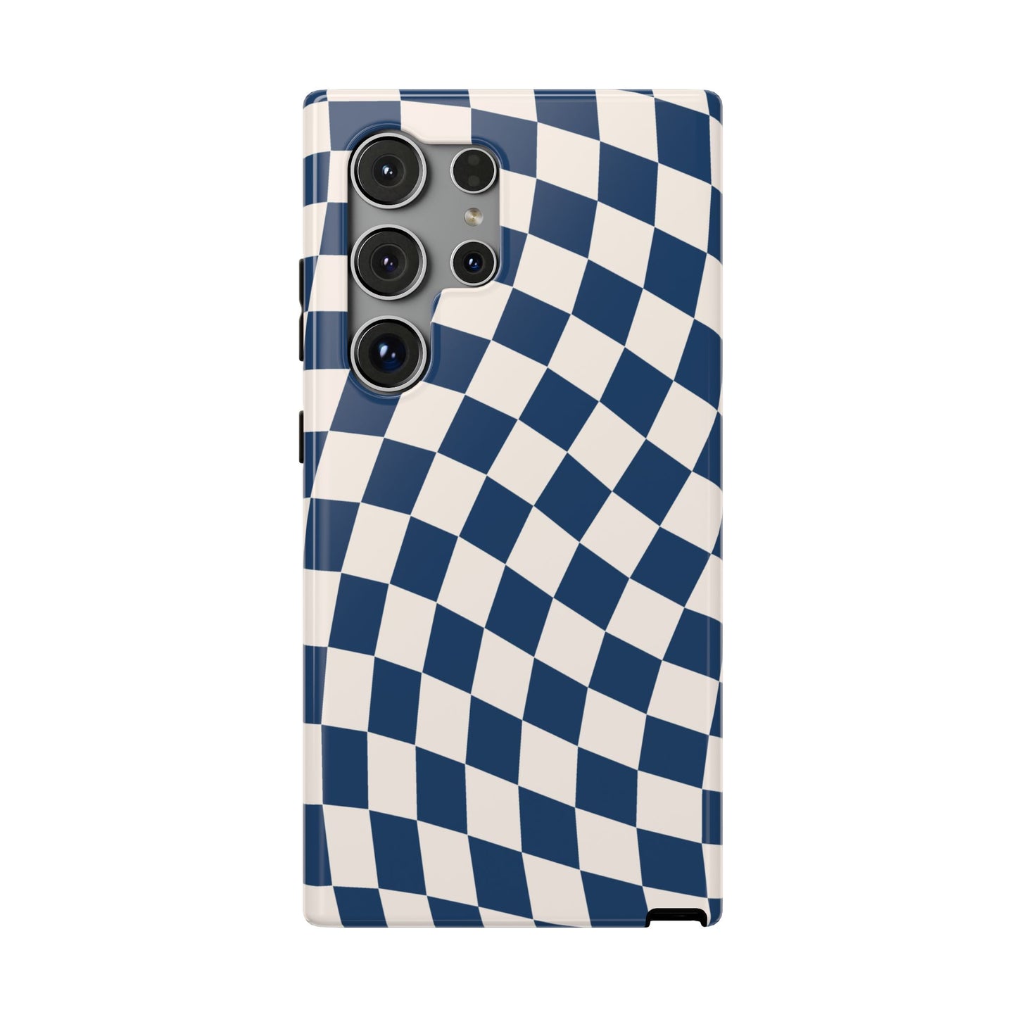 Navy & Beige Wavy Checkered Samsung Case