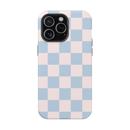 Light Pink & Blue Checkered iPhone Case