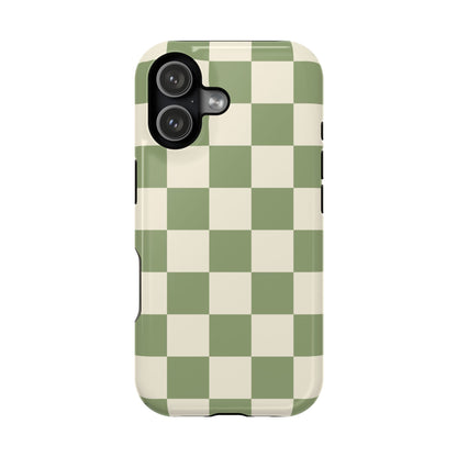Green & Beige Checkered iPhone Case