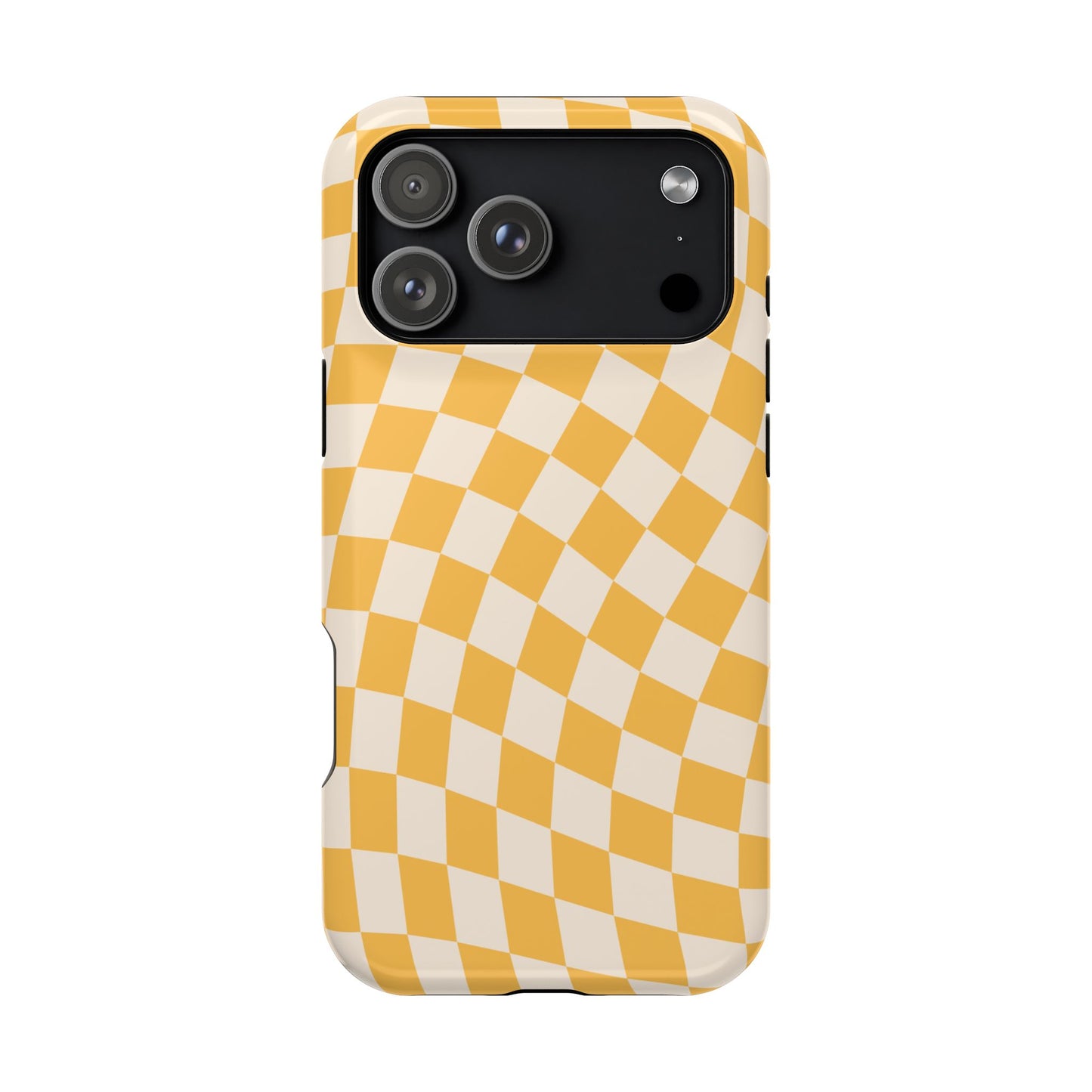 Yellow Wavy Checkered iPhone Case