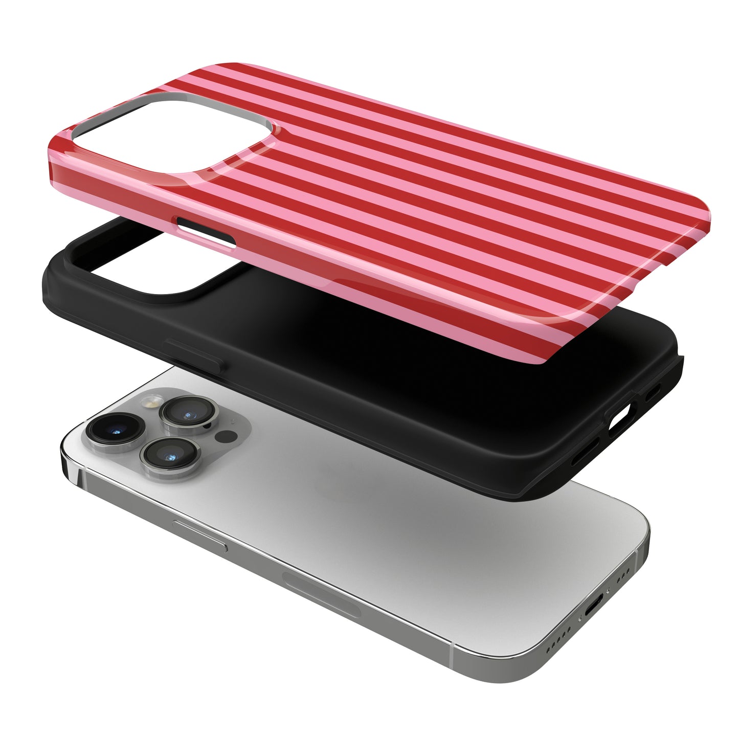 Cherry Blush Stripes iPhone Case