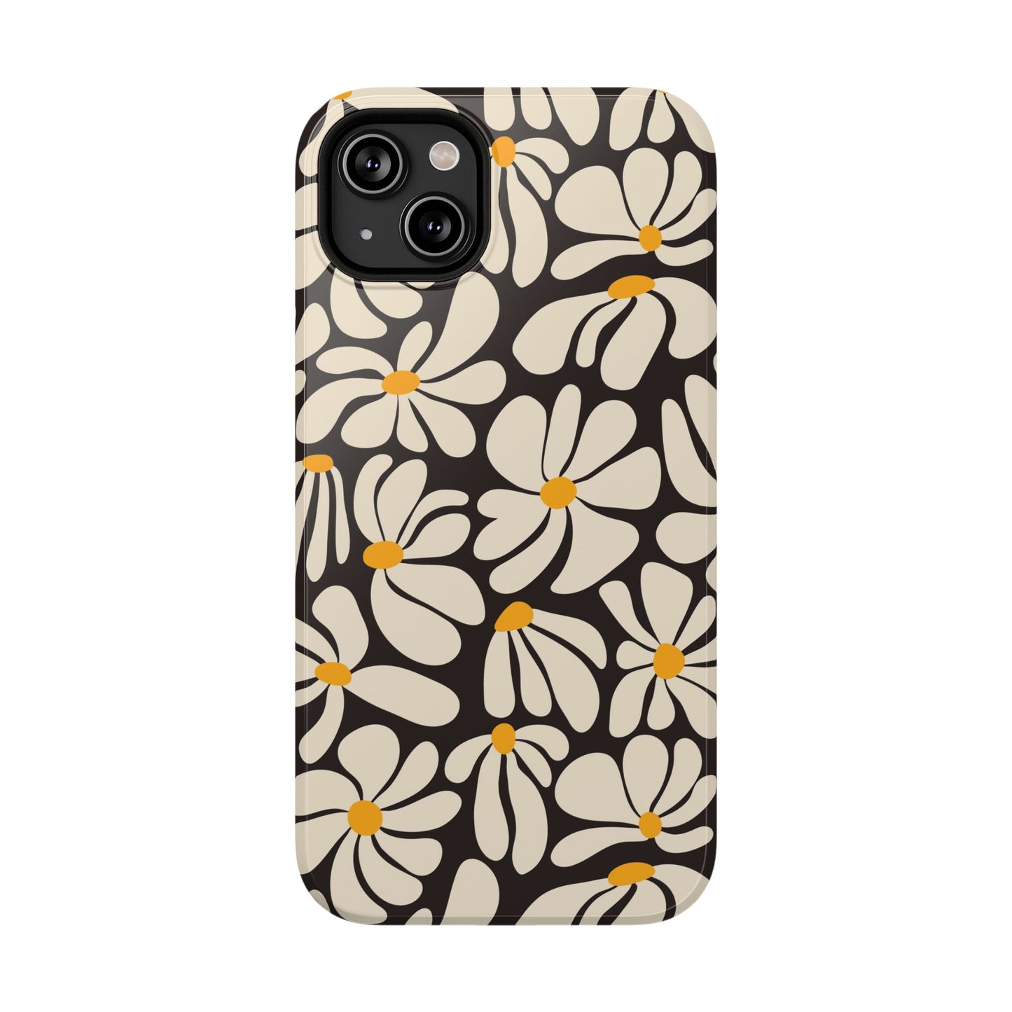 Black Retro Flowers iPhone Case