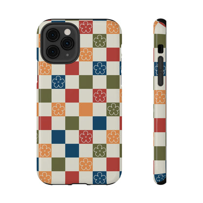 Vintage Flowers Checkered iPhone Case