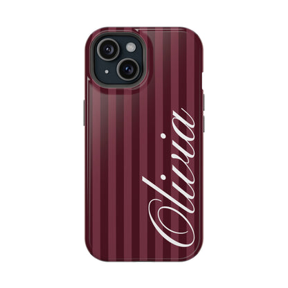 Custom Burgundy Stripes iPhone Case