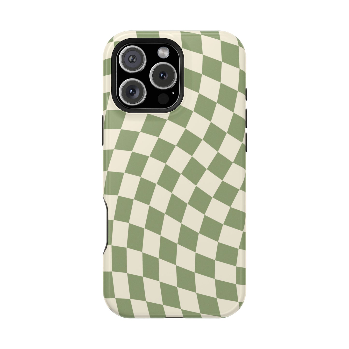 Green & Beige Wavy Checkered iPhone Case