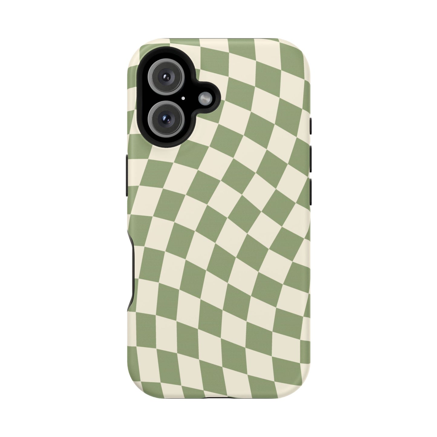 Green & Beige Wavy Checkered iPhone Case