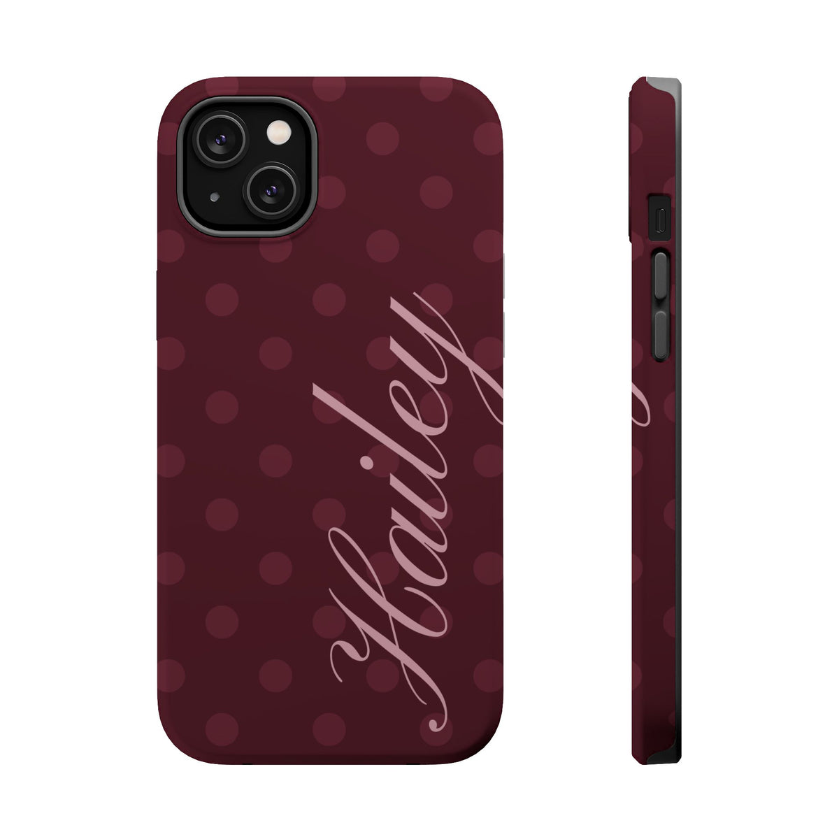 Custom Burgundy Polka Dots iPhone Case