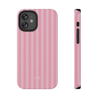 Custom Initials Bubblegum Stripes iPhone Case