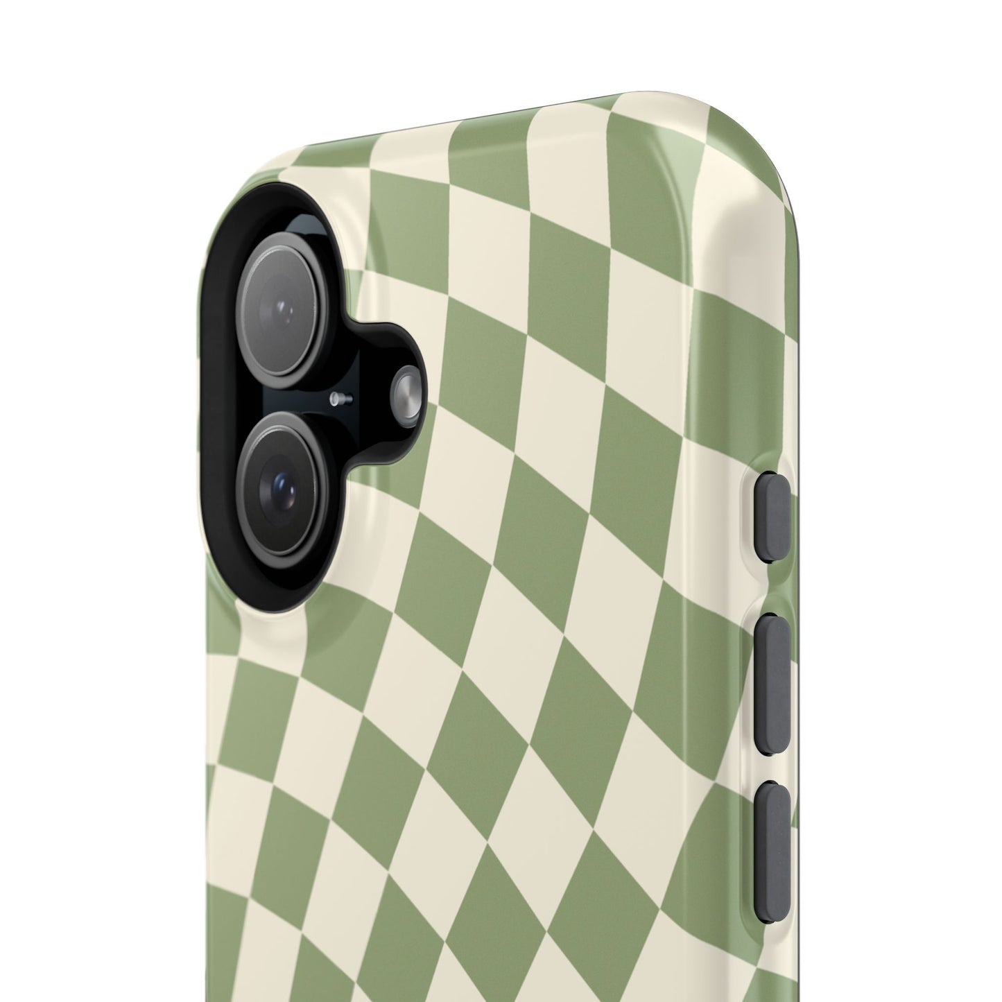 Green & Beige Wavy Checkered iPhone Case
