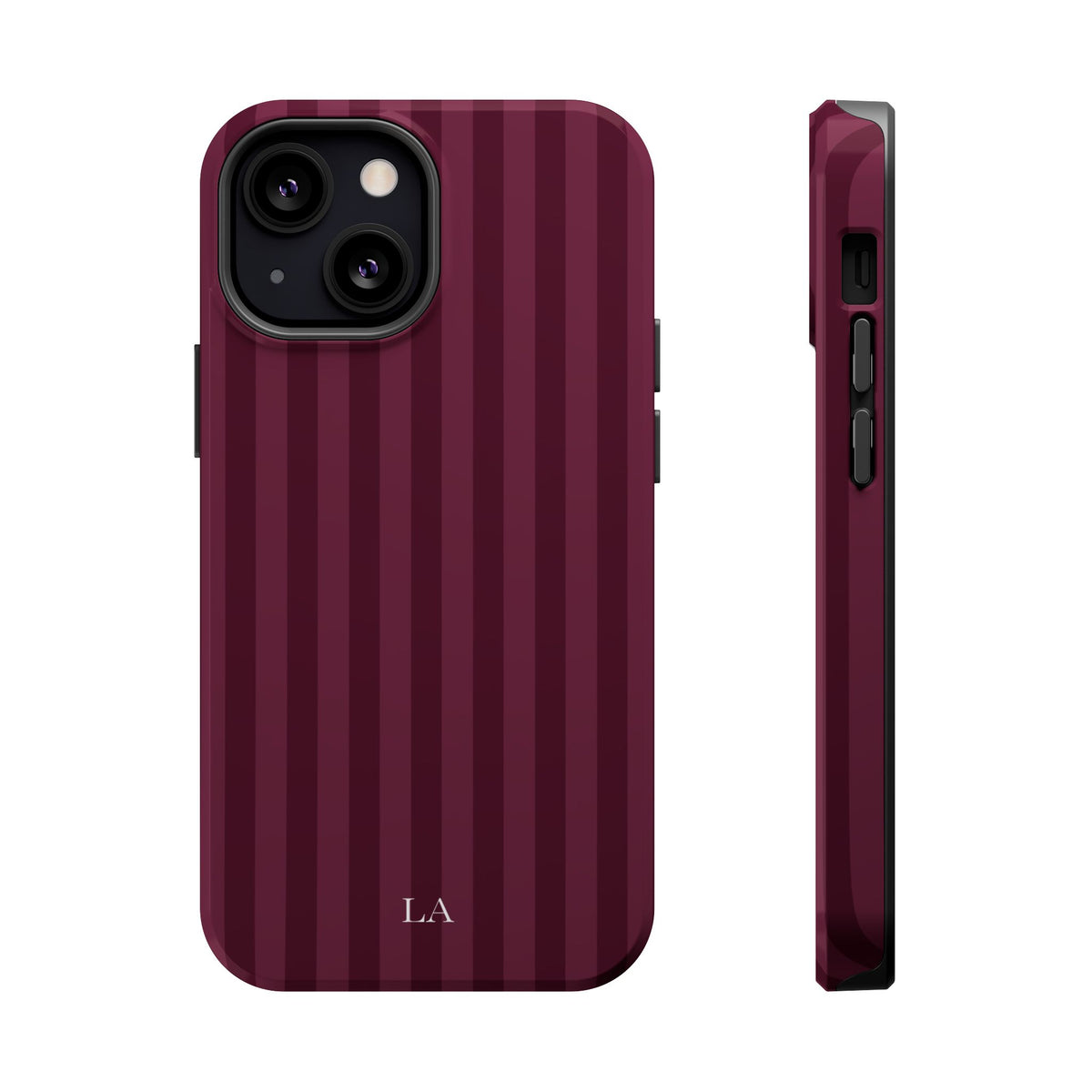 Custom Initials Plum Stripes iPhone Case