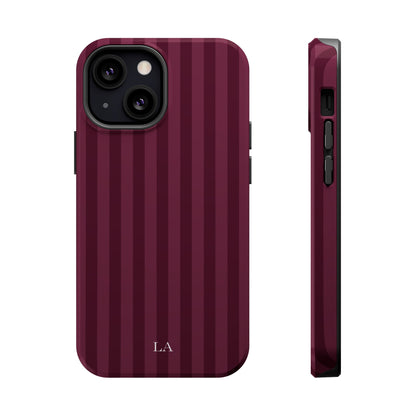 Custom Initials Plum Stripes iPhone Case