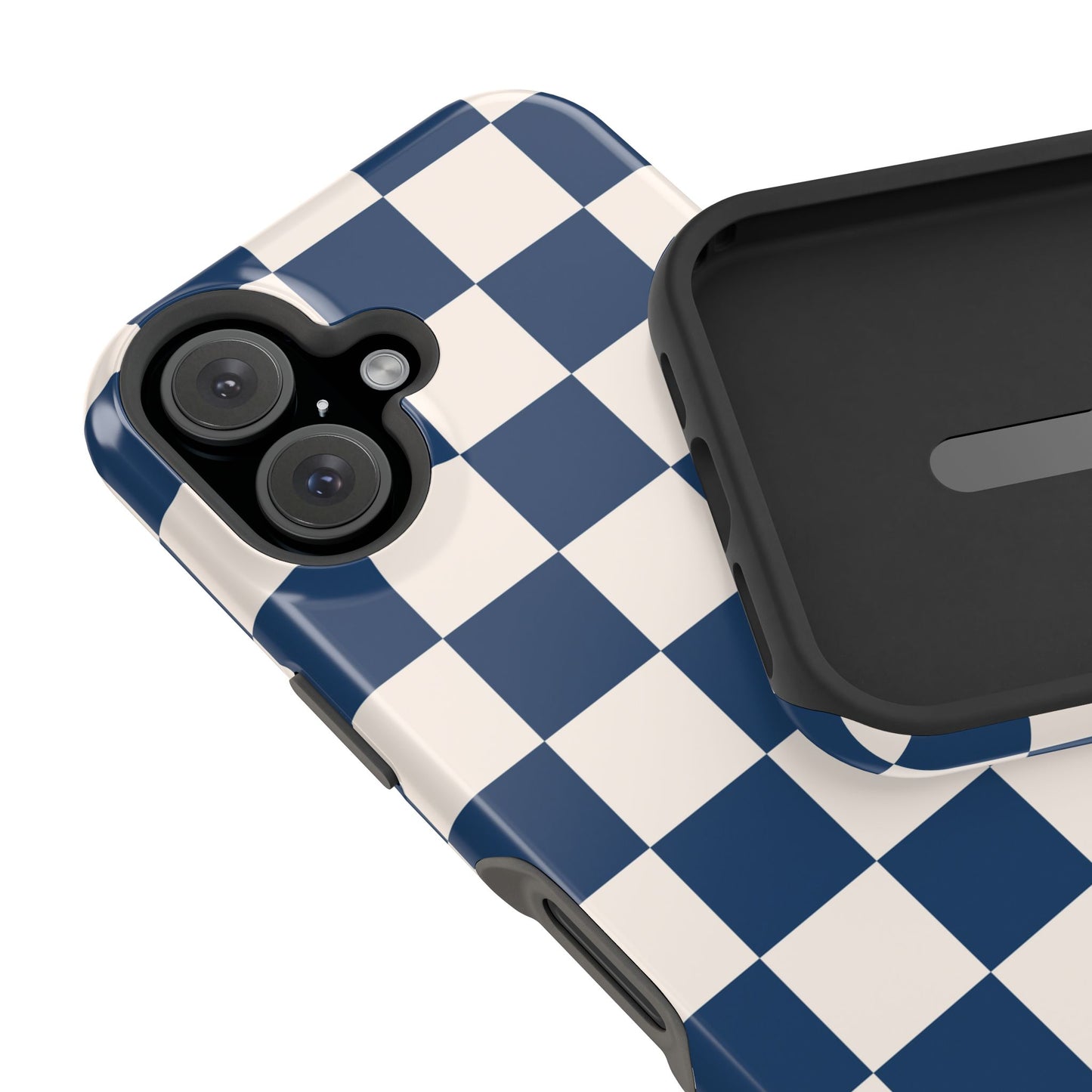 Navy & Beige Checkered iPhone Case