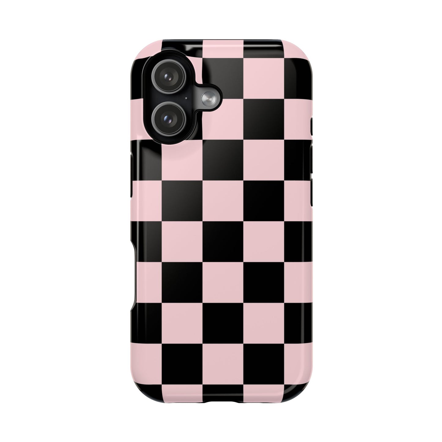 Pink & Black Checkered iPhone Case
