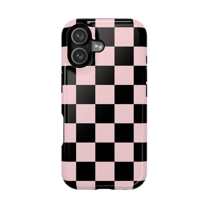 Pink & Black Checkered iPhone Case