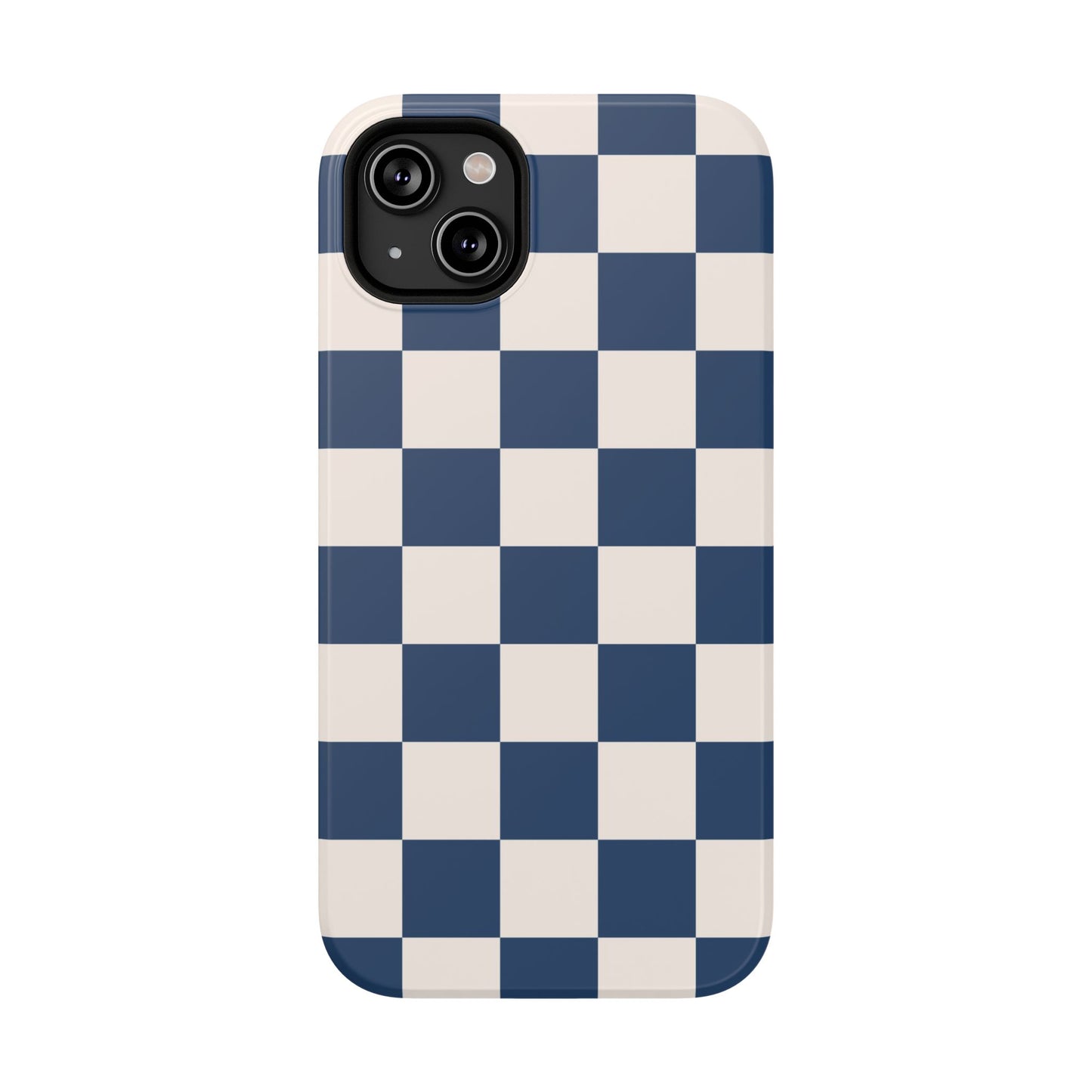 Navy & Beige Checkered iPhone Case