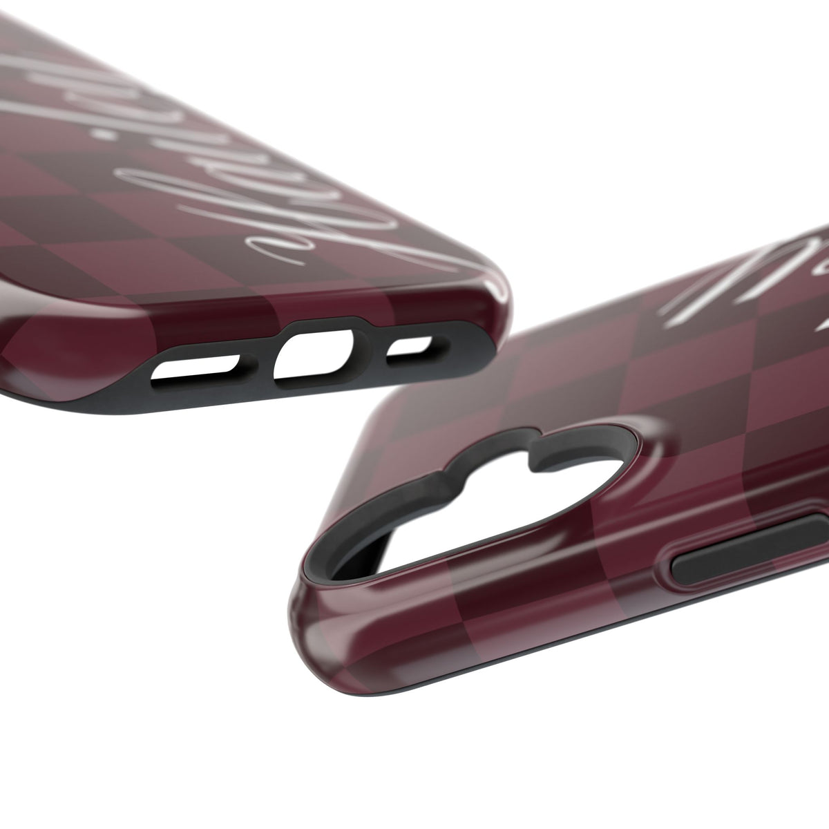 Custom Burgundy Checkered iPhone Case