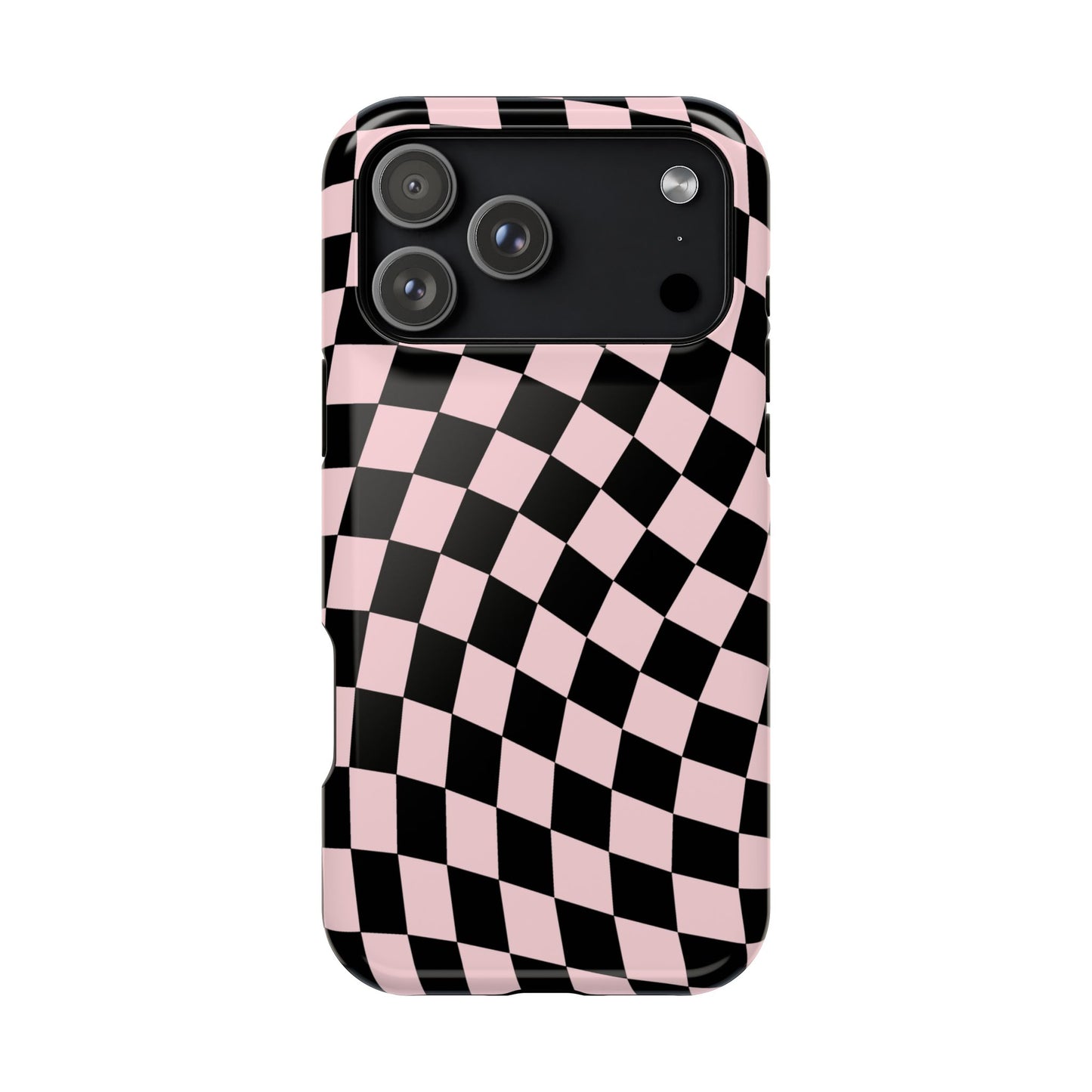 Pink & Black Wavy Checkered iPhone Case