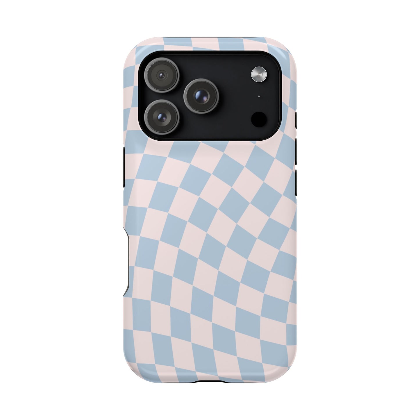 Pink & Blue Wavy Checkered iPhone Case