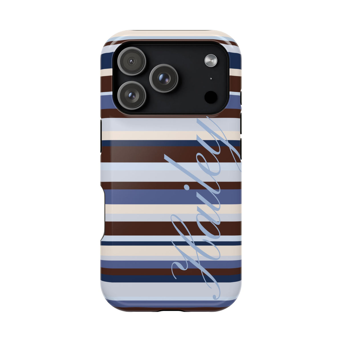 Custom Blueberry Mocha Stripes iPhone Case