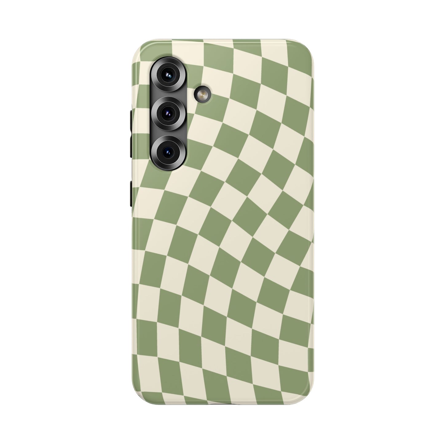 Green & Beige Wavy Checkered Samsung Case