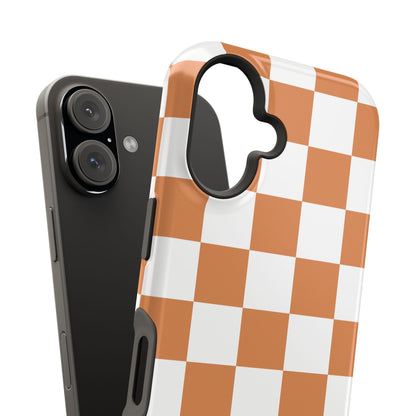 Dark Orange & White Checkered iPhone Case