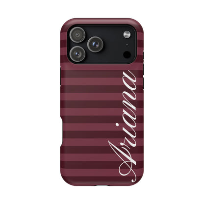 Custom Burgundy Classic Striped iPhone Case