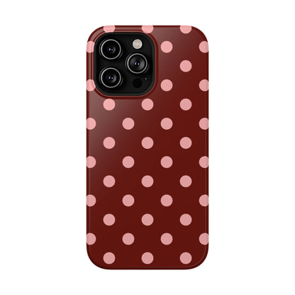 Maroon Polka Dots iPhone Case
