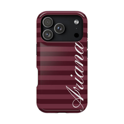 Custom Burgundy Classic Striped iPhone Case