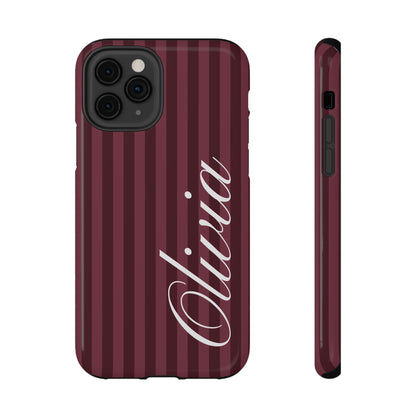 Custom Burgundy Stripes iPhone Case